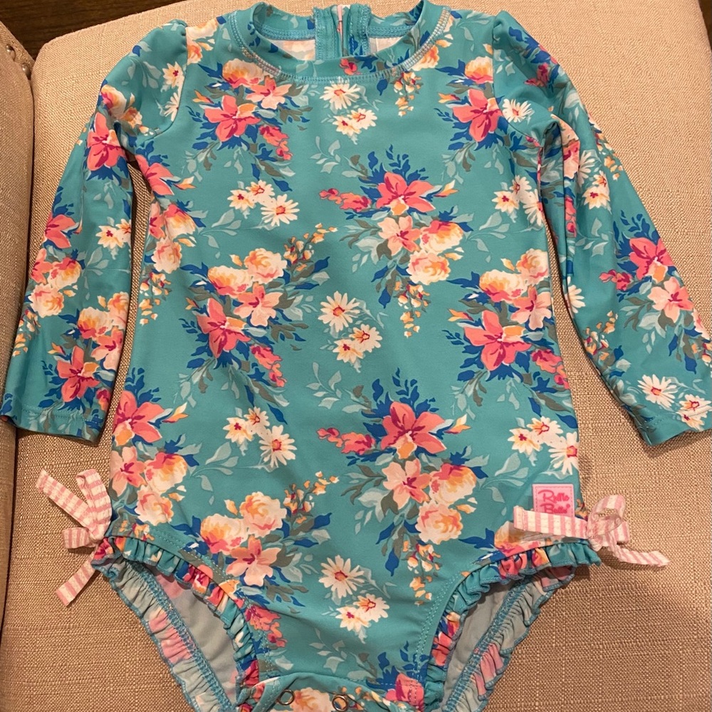Ruffle Butts Floral One Piece Rash Guard 18-24mo